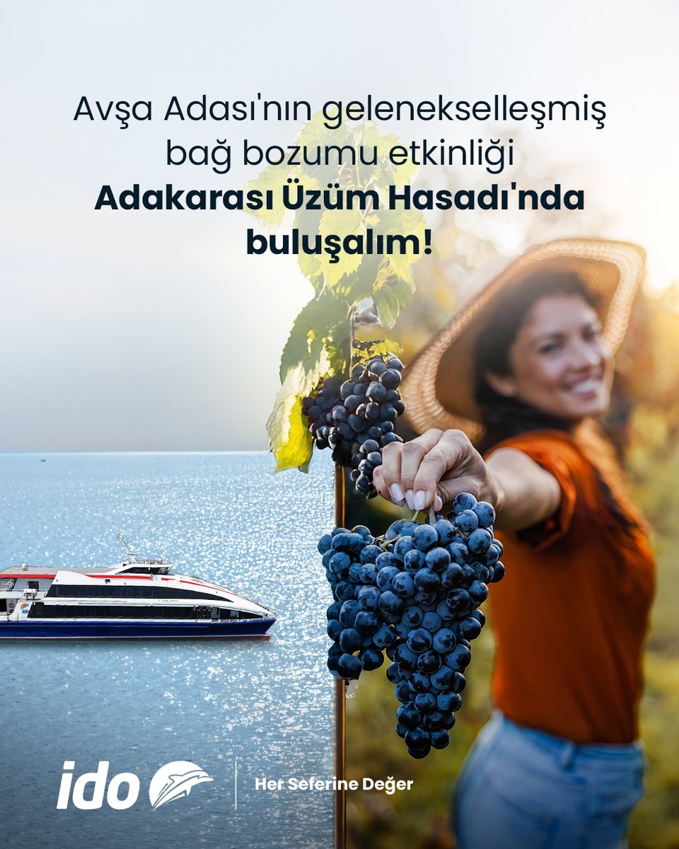 idokurumsal's tweet image. 🍇 Avşa’da üzüm zamanı!

Ulaşım sponsoru olduğumuz Adakarası Üzüm Hasadı’nda görüşmek üzere.⛴️

#İDO #Avşa #ÜzümHasadı #Adakarası