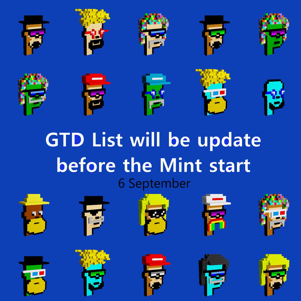 Tomorrow 
Save the Date!

Based Voxel Punks minting in 24 hours

1 GTD TO RANDOM

who will like and rt it

Are you ready for it?