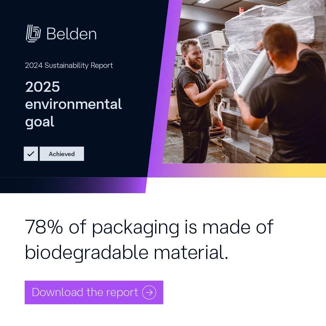 BeldenInc's tweet image. Our commitment to #sustainability grows stronger. #Biodegradable material use rose from 75% in 2023 to 78% in 2024, advancing our plastic-free goal. We're proud and will keep pushing. See our 2024 #SustainabilityReport. bit.ly/44Qocx2 #ecoproducts
