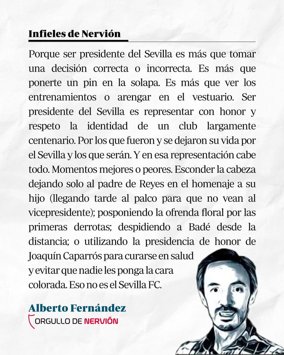 ✍️ Infieles de Nervión

La opinión deAlberto Fernández,  Redactor jefe de deportes en ABC de Sevilla.

📌ver.abc.es/cha834

#sevilla #opinión