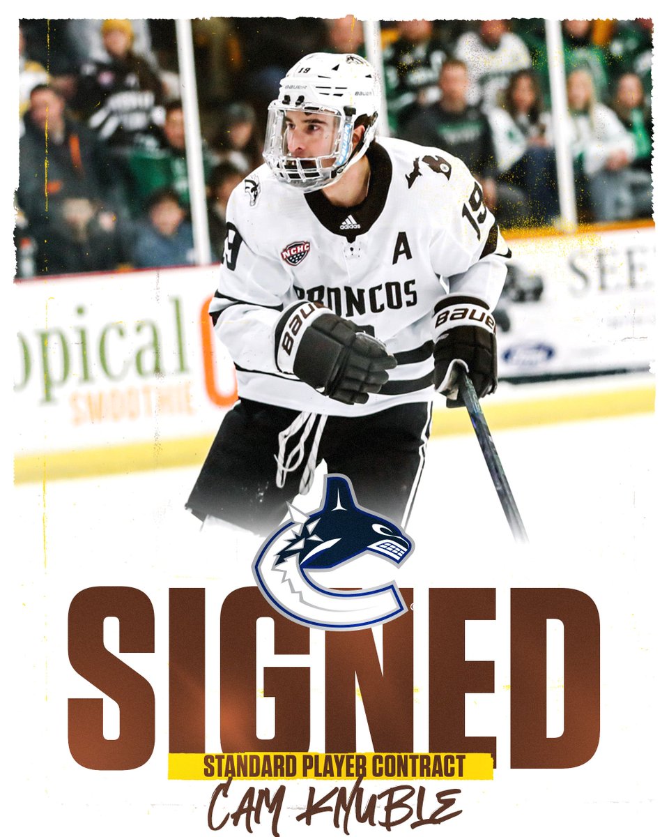 WMUHockey's tweet photo. Cam and Robby are off to pro hockey! So excited for them to be joining the Vancouver Canucks organization! 

📰 https://t.co/SYFa6vOhbm 

#BroncosReign https://t.co/ugLyoWpcH4