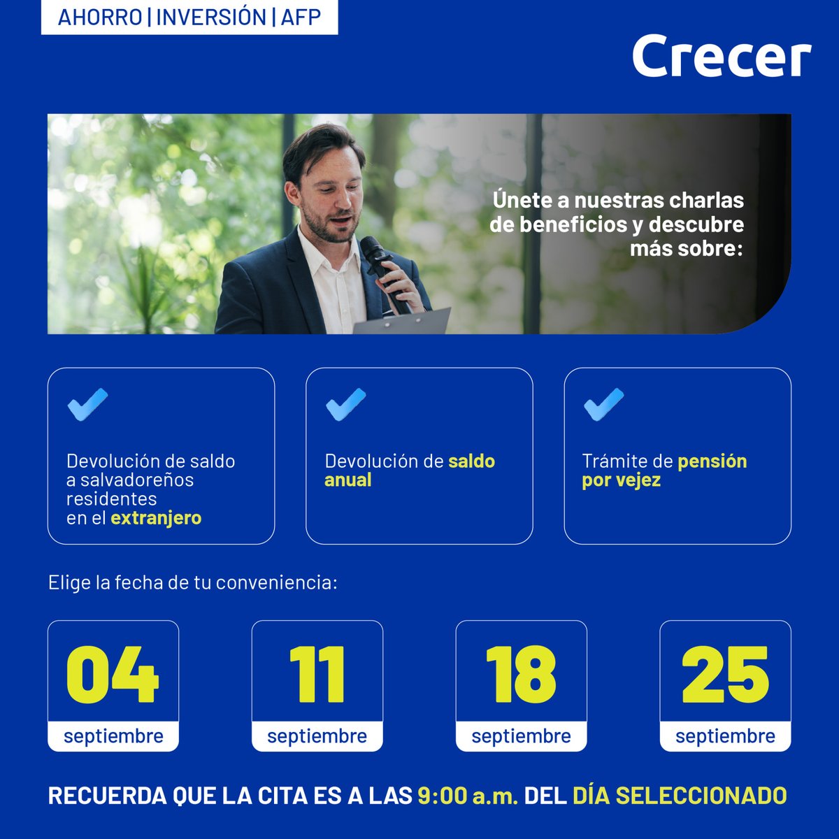 ¿Tienes dudas sobre cómo realizar tu trámite? Inscríbete a nuestra charla de beneficios y recibe la asesoría que necesitas. #ServiciosCrecer