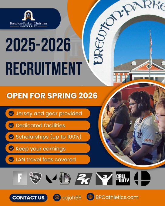 BPCU_esports's tweet image. Recruiting for the 2026 Season!. Come join an amazing group of students who want nothing more than to win! DM our Director to get started with the conversations!