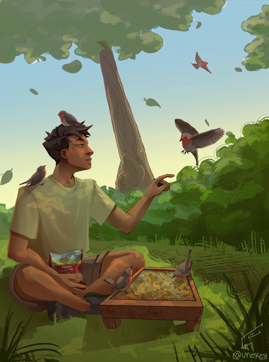 Damian feeding some robins (the actual birds)
Prompt by <a href="/jaseyinacup/">jasey 🍉‼️</a> via <a href="/dcforgaza/">DC Gotcha For Gaza</a>
#DamianWayne