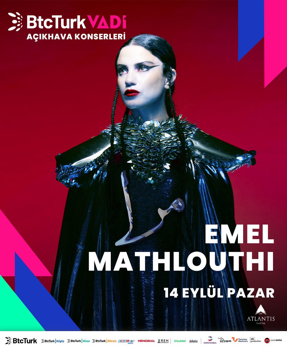 ✨ Emel Mathlouthi İstanbul’da!
14 Eylül Pazar akşamı BtcTurK Vadi’ de, özgün elektro-pop ve dünya müziğinin güçlü sesi Emel sahne alıyor!
🎟 Biletler Biletix ve Bubilet’te

🎟 Biletini hemen al: bubilet.com.tr/istanbul/etkin…