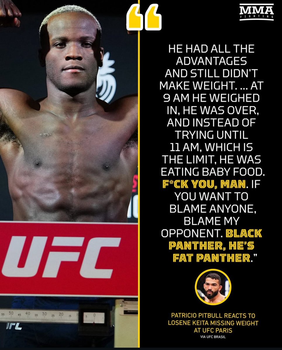 I know they're not taking it seriously, Dana. I've been through situations like this before. This shows that there's no discipline in the gym or diet. I'm not judging. I want you to know. I'm here looking for an opportunity. Thank you  <a href="/ufc/">UFC</a> <a href="/danawhite/">danawhite</a>