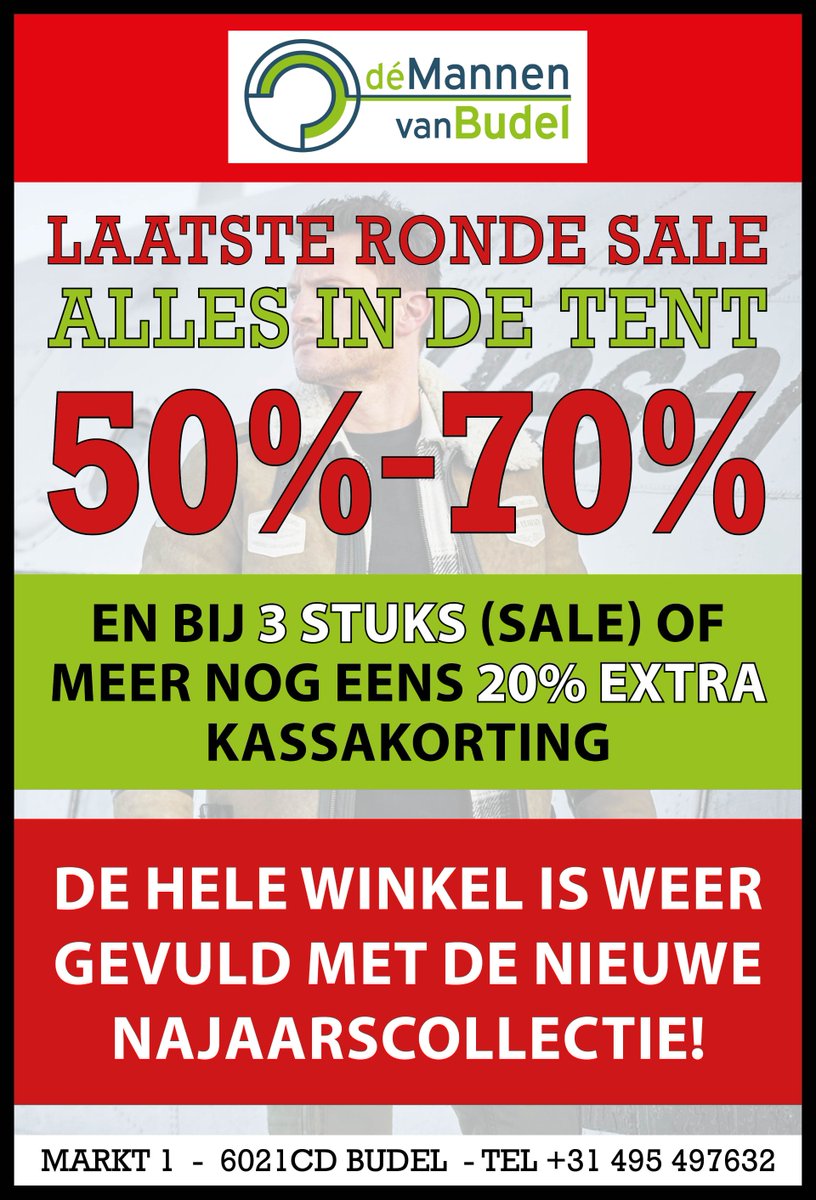 Nu alles 20% EXTRA KASSA Korting bij 3 artikelen of meer van de SALE - nu bij Dé Mannen van Budel - mailchi.mp/demannenvanbud…