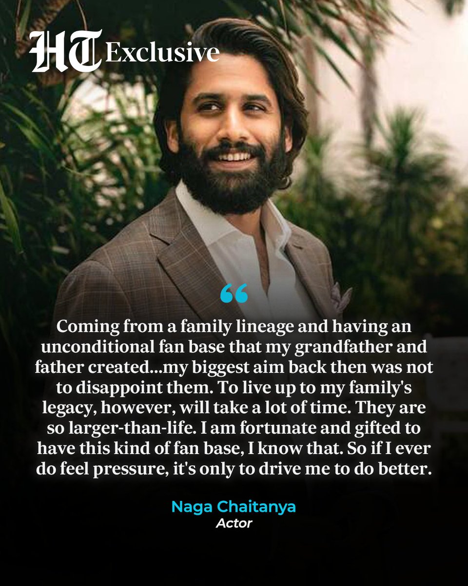 #HTExclusive ✨| Naga Chaitanya (<a href="/chay_akkineni/">chaitanya akkineni</a>) opens up about the pressure of living up to his family’s legacy. He shares, “My biggest aim back then was not to disappoint them."

Read full interview 🔗hindustantimes.com/entertainment/…

(<a href="/NeeshitaN/">Neeshita Nyayapati</a> ✍🏻)