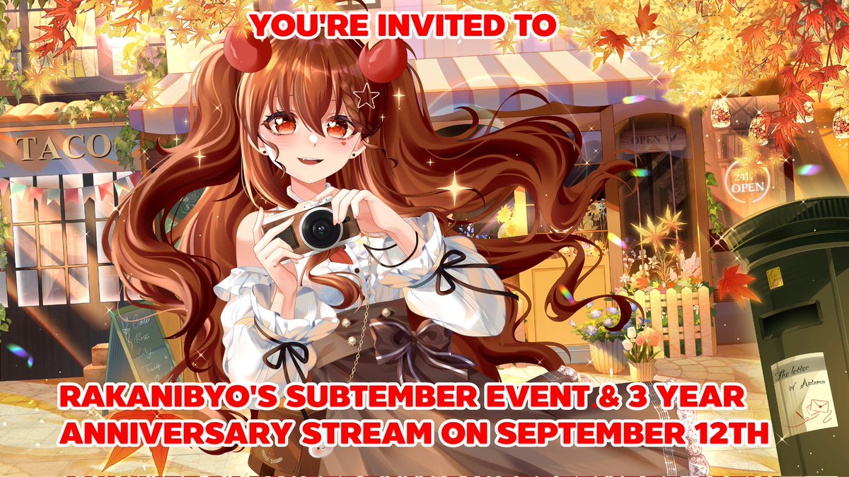 Rakanibyo's tweet photo. 🎉HUGE ANNOUNCEMENT🎉

YOU'RE ARE ALL INVITED TO MY 3 YEAR ANNIVERSARY ON FRIDAY SEPTEMBER 12TH NEXT WEEK🎉 HOPE TO SEE YOU ALL THERE❣️
#Vtubers #Twitch #Anniversary https://t.co/9PAzB97I8i