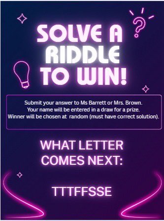 stcssSC's tweet image. Hey Titans! Check out this month’s riddle contest from the Learning Commons. Think you know the answer? Stop by the LC and give your answer to Ms. Brown or Ms. Barrett to be entered to win a prize!