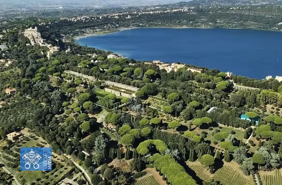 Pope Leo XIV feeds some fish, prays &amp; greets workers &amp; their families at the papal gardens in Castel Gandolfo, where he will inaugurate &amp; bless the new Borgo Laudato Si' project promoting integral ecology.