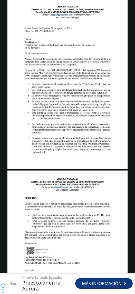 GalapOnline's tweet photo. Veeduría revela incumplimiento masivo: más de mil residencias temporales en #Galápagos violarían sentencia constitucional
👇https://t.co/td4V4RCArc https://t.co/y8riXJrpIb
