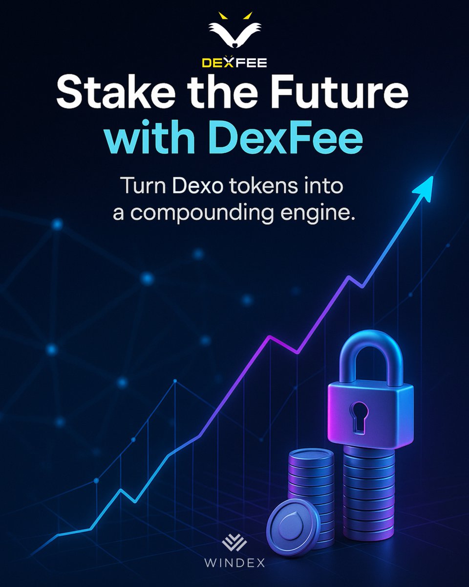 Dexfee_official's tweet photo. Staking in DeFi isn’t just locking capital, it’s fueling security, growth, and rewards.
With DEX liquidity driving stability, every token you stake strengthens the ecosystem and compounds your future.
#dexfee #windex #Dexo https://t.co/f7NabScjLS