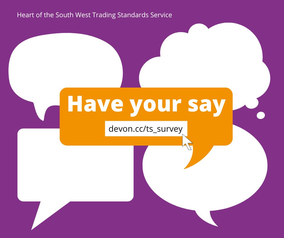 🗨Have your say! Trading Standards covers 13 different function areas from animal health to weights and measures. What do you think we should focus on? Let us know in our quick survey 👇
devon.cc/ts_survey