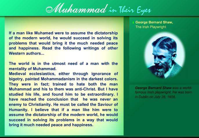 Janipashashaik_'s tweet image. “George Bernard Shaw once said: ‘If a man like Muhammad ﷺ were to assume the leadership of the modern world, he would succeed in bringing much needed peace and happiness.’ 🌍✨ #ProphetMuhammad #MuhammadForAll #KnowMuhammad