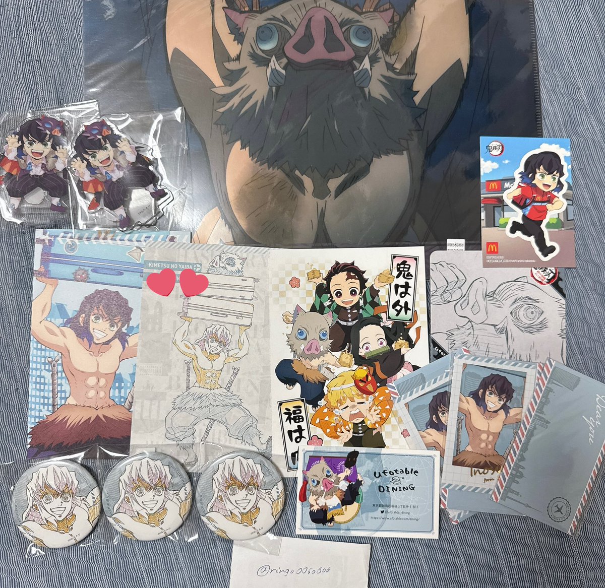 【譲渡 買取】鬼滅の刃 ワールドツアー 
なるべく纏めてのお譲り優先です◎

譲 嘴平伊之助
ufotableダイニング ワールドツアー缶バッジ、コースター、ハロウィンアクスタ、ポストカード、チェキ風ブロマイド、クリアファイル
※💕は他と合わせてお迎え下さい

求 定価＋送料
お気軽にお声掛けください