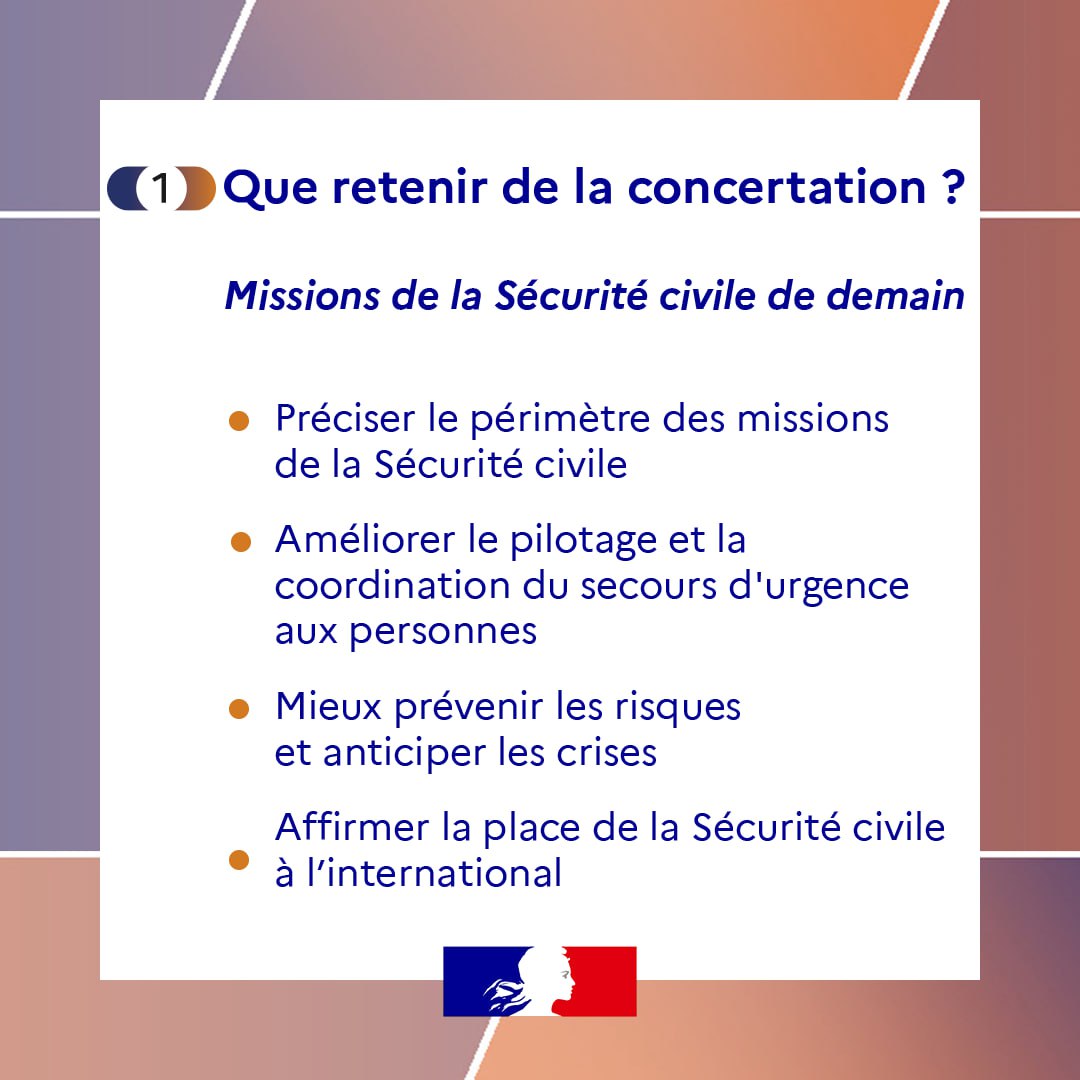 SecCivileFrance's tweet photo. 📚 Beauvau de la Sécurité civile : que retenir de la concertation ?

💡 Après un an de rencontres et d'échanges, le rapport de synthèse du Beauvau de la Sécurité civile définit les axes de réflexion qui vont permettre d'engager les travaux relatifs à la préparation du projet de loi de modernisation de la Sécurité civile.

💻 Pour retrouver le rapport de synthèse ▶️ https://t.co/ptEMsJAtRy