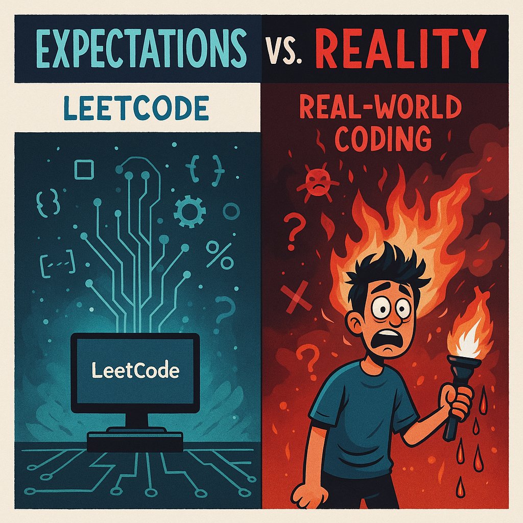dev_aditya_x's tweet image. LeetCode be like 🌐✨ vs Real-World Coding 🔥😵
#DevLife #CodingReality #LeetCode