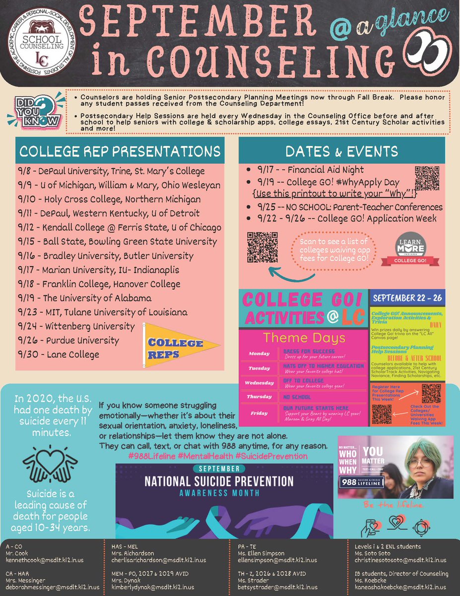 LC Guidance (@lcbearsguidance) on Twitter photo Take a look at September in Counseling to see what’s happening in the Counseling Office throughout September! <a href="/LCHSBears/">Lawrence Central</a> <a href="/ltgoodnews/">LT Schools</a> Take a look at September in Counseling to see what’s happening in the Counseling Office throughout September! <a href="/LCHSBears/">Lawrence Central</a> <a href="/ltgoodnews/">LT Schools</a>