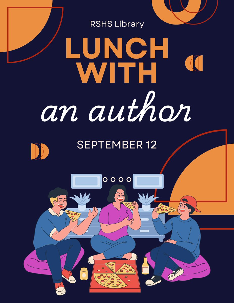RSHSLibrary's tweet image. Falcons, join us September 12 in the library for Lunch with an Author! Stop by the library to register!