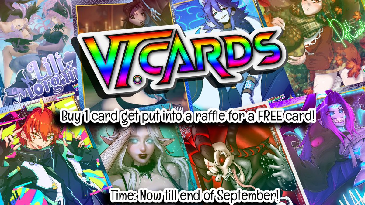 🚨Giveaway time!🚨

From now until the end of September!

If you buy a card on vt-cards.com you will get put into a raffle to win a free card of your choice!

Every card purchased equals a entry; if you buy 3 cards you get 3 entries!

Grab some cards get some entries!