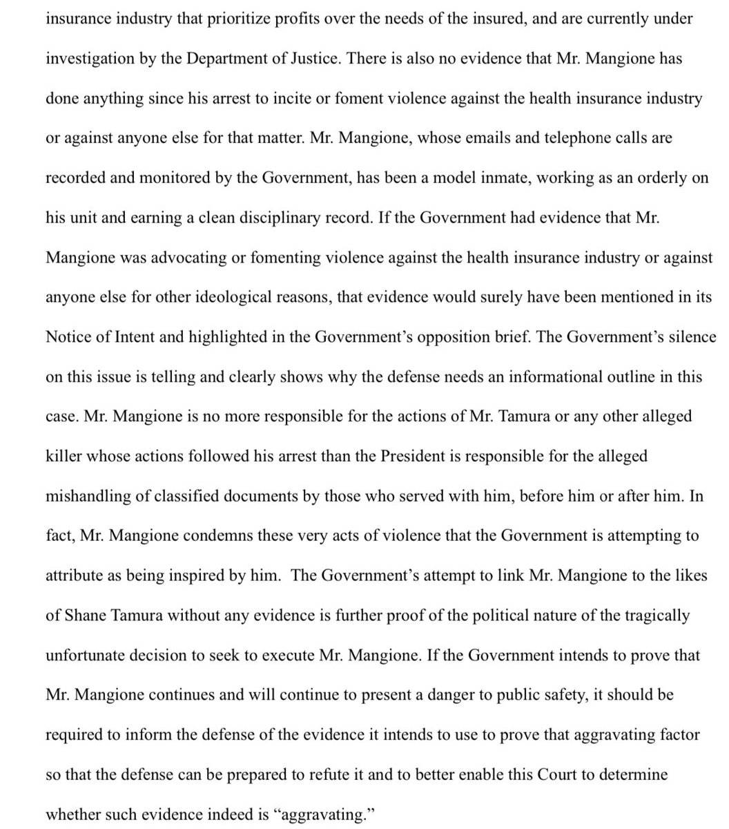 LUIGI: Mangione hits back at prosecutors for comparing him to Manhattan mass shooter Shane Tamura.

“The Government is well-aware that there is absolutely no link between Mr. Mangione and Mr. Tamura.”

cc: <a href="/CourthouseNews/">Courthouse News</a>