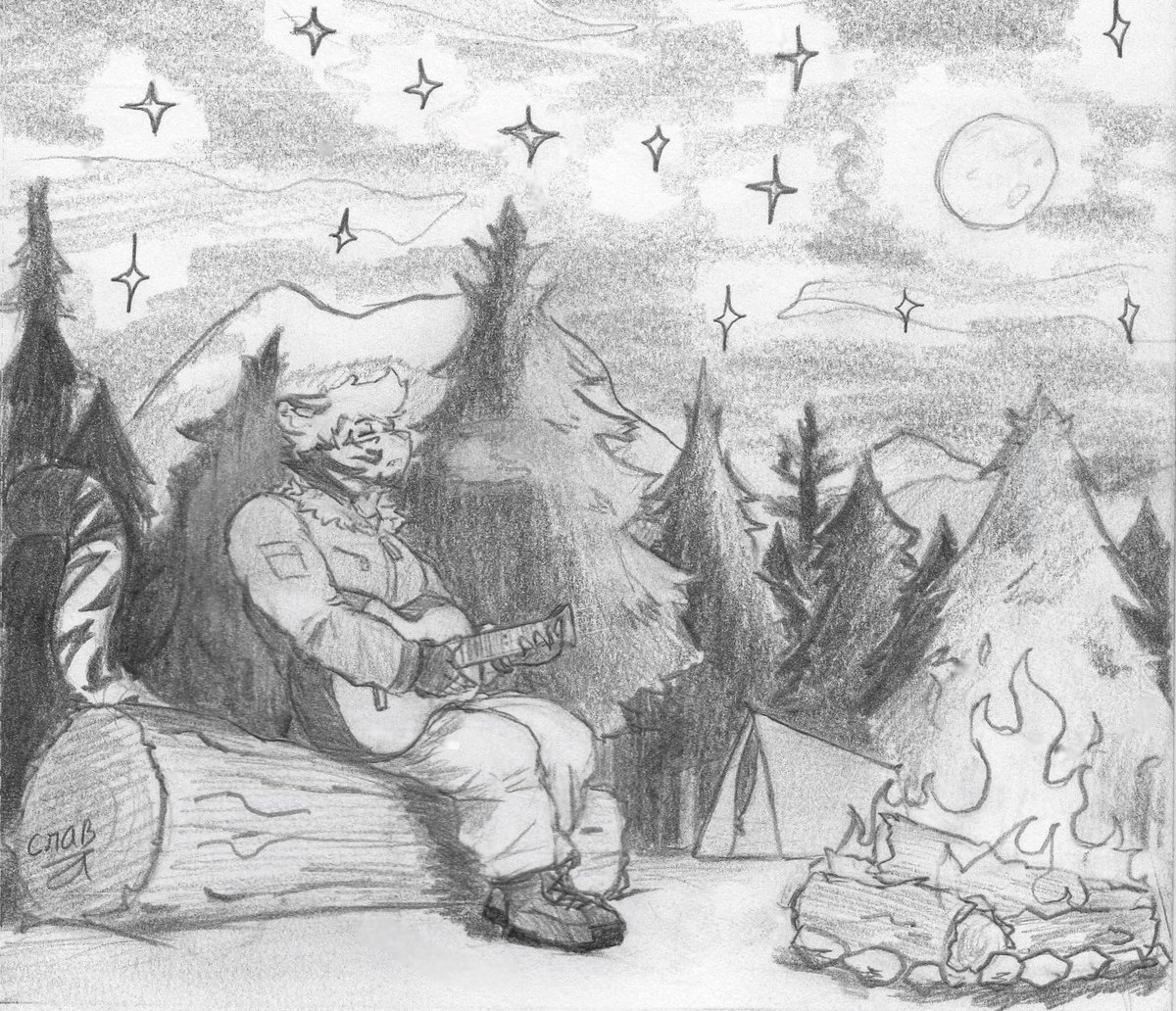 Slavon likes to go camping from time to time, it's one of his favorite hobbies

🏕🏔