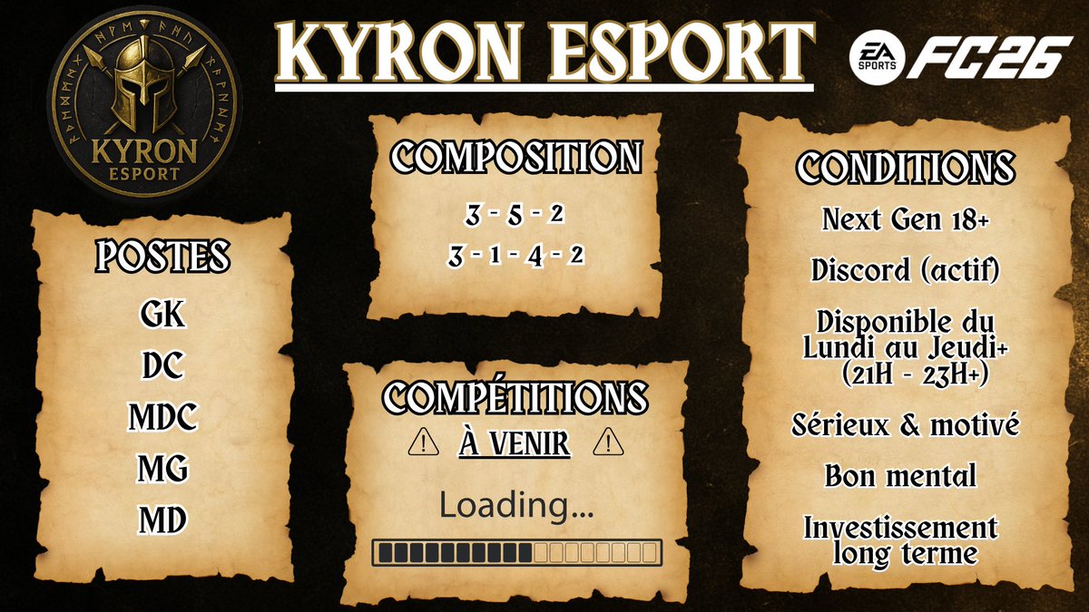 ⚪𝗧𝗼𝗻 𝘁𝗮𝗹𝗲𝗻𝘁 𝗺𝗲́𝗿𝗶𝘁𝗲 𝘂𝗻𝗲 𝗲́𝗾𝘂𝗶𝗽𝗲 𝗾𝘂𝗶 𝗰𝗿𝗼𝗶𝘁 𝗲𝗻 𝘁𝗼𝗶 ! 
𝗞𝗘𝗬𝗥𝗢𝗡 𝗘𝘀𝗽𝗼𝗿𝘁 𝗿𝗲𝗰𝗿𝘂𝘁𝗲 𝗽𝗼𝘂𝗿 𝗯𝗮̂𝘁𝗶𝗿 𝗹𝗮 𝗽𝗿𝗼𝗰𝗵𝗮𝗶𝗻𝗲 
𝗴𝗲́𝗻𝗲́𝗿𝗮𝘁𝗶𝗼𝗻 𝗱𝗲 𝗰𝗼𝗺𝗽𝗲́𝘁𝗶𝘁𝗲𝘂𝗿𝘀. 🟣

#EAFC26 <a href="/RTduCP/">RT du Club Pro</a> <a href="/AgentDuCP/">Agent Du Club Pro</a> <a href="/Cherche1Equipe/">Cherche 1 Équipe</a>