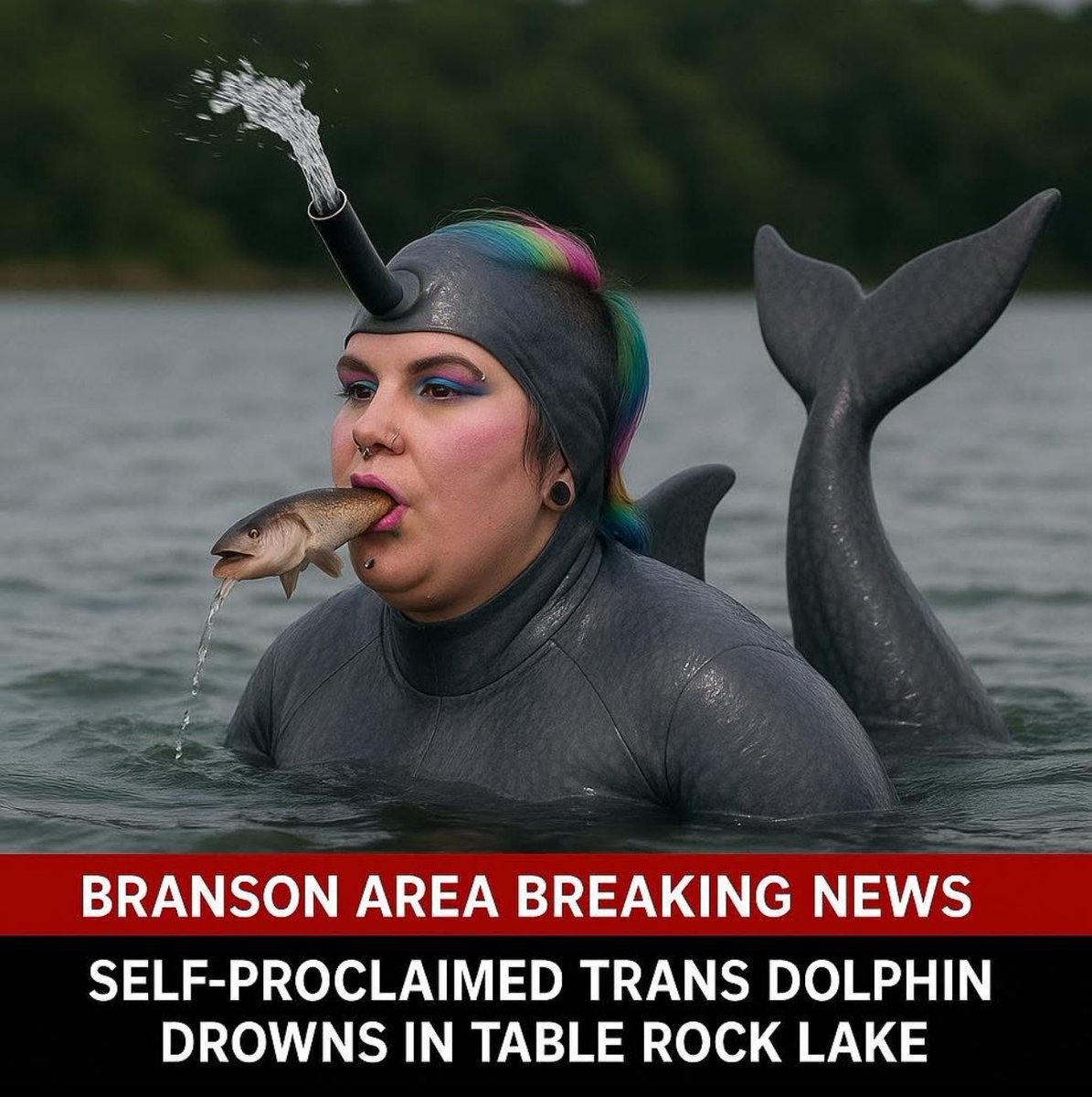 Just when you think you’ve seen it all!  “She Thought She Was a Dolphin” 29 Year Old ‘Trans-Dolphin’ Drowns in Table Rock Lake.

A bizarre tragedy unfolded at Table Rock Lake when a 29-year-old woman, who insisted she was a “trans-dolphin,” drowned while attempting to live out