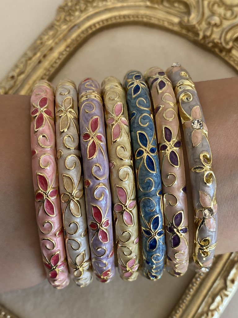 Rengarenk çiçekli cloissone bilezikler😍