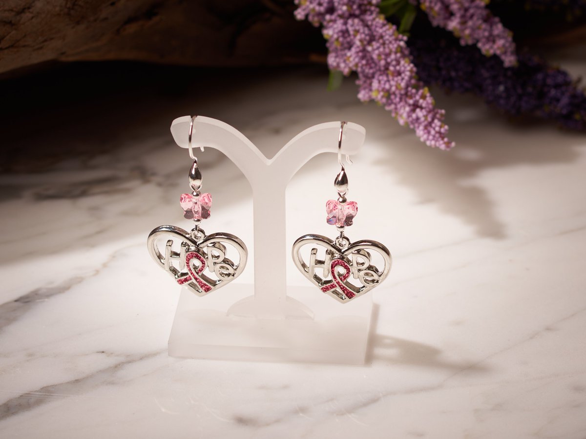 Inspire hope for a cure with these delicate earrings, featuring sparkling Crystal Passions® butterfly beads and silver-plated awareness ribbon charms.
You can find more details on this design inspiration here: firemtn.co/45OLBio