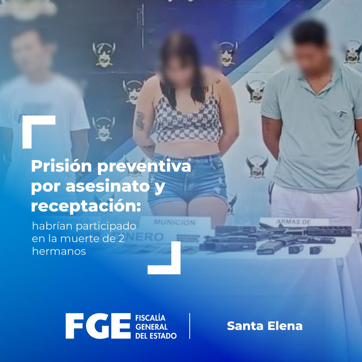 #ATENCIÓN I #SantaElena: #FiscalíaEc procesa a 3 personas por #Asesinato y #Receptación, en concurso real de infracciones. Habrían participado en el crimen que acabó con la vida de 2 hermanos. 

Detalles ⬇️
acortar.link/f4V5qC
