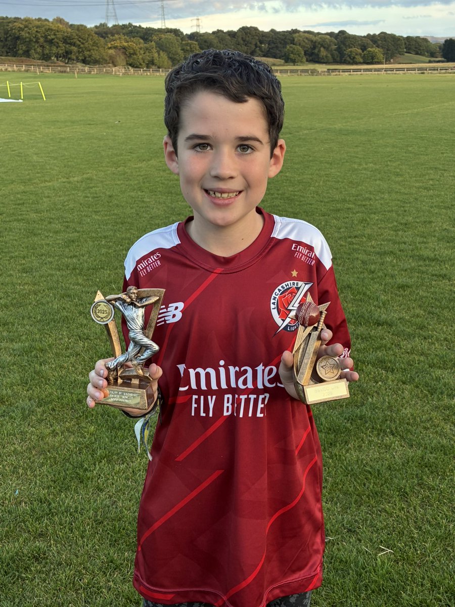 Incredibly proud of Jacob winning an award for bowler of the year for his cricket team. If you need him tomorrow <a href="/lancscricket/">Lancashire Cricket</a> just drop me a message, we’ll be there to cheer on the lightning!