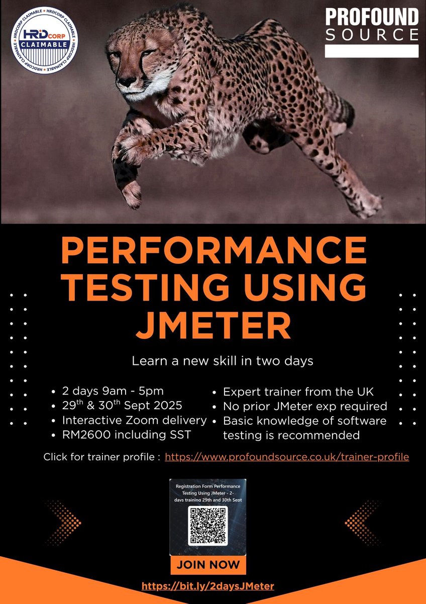 Profound_Source's tweet image. Join this 2 days JMeter course conducted by expert trainer from the UK. HRD claimable. 29th &amp;amp; 30th Sept 25. Trainer Profile: profoundsource.co.uk/trainer-profile Register: bit.ly/2daysJMeter. Chat with us : wa.me/message/OZUQKI…