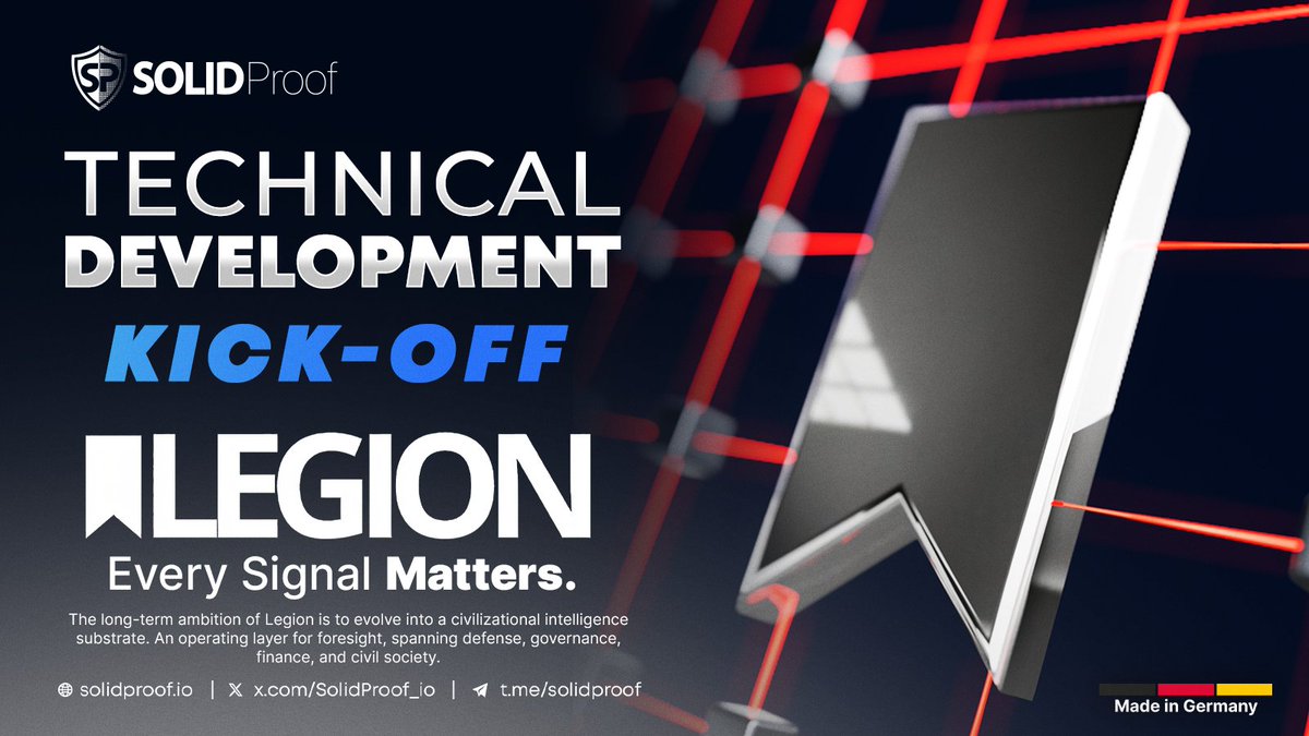 SolidProof_io's tweet image. 🚀 We’re excited to officially kick off the technical development phase for @LegionTech_xyz!

The foundation is set, the vision is clear now it’s time to build.

Big things ahead. Stay tuned. ⚙️