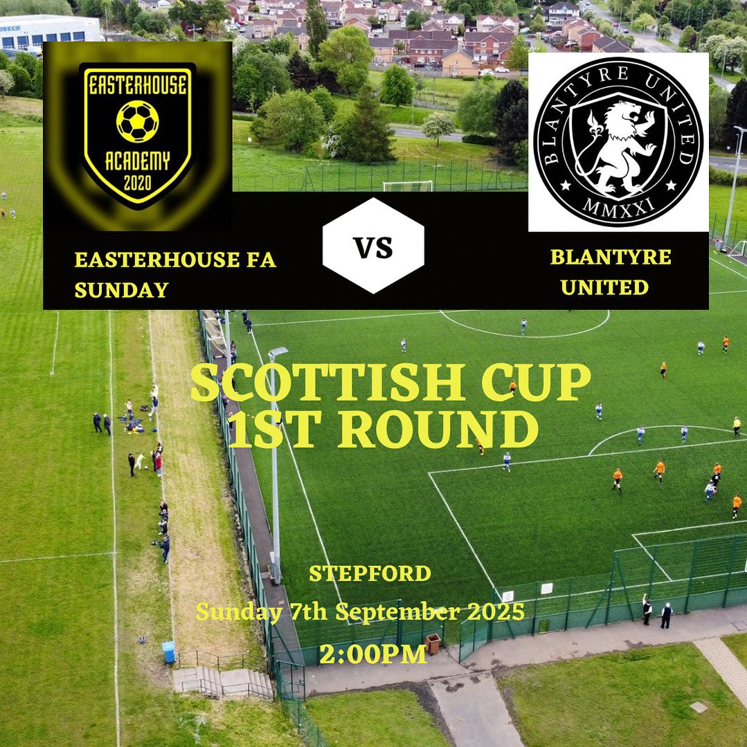 Easterhouse FA (Sunday) (@easterhousefas) on Twitter photo Fixture Friday ๐กโซ๏ธ
โฝ๏ธ - Easterhouse FA Sunday v <a href="/blantyre_united/">Blantyre United FC</a>
๐ - Scottish cup - 1st round
๐ - Stepford
๐
- 7/9/25
๐ - 2pm
Sponsors - Andrews Tiles Glasgow Showroom, Bridge Inn, Network Solutions, Rustico Fixture Friday ๐กโซ๏ธ
โฝ๏ธ - Easterhouse FA Sunday v <a href="/blantyre_united/">Blantyre United FC</a>
๐ - Scottish cup - 1st round
๐ - Stepford
๐
- 7/9/25
๐ - 2pm
Sponsors - Andrews Tiles Glasgow Showroom, Bridge Inn, Network Solutions, Rustico