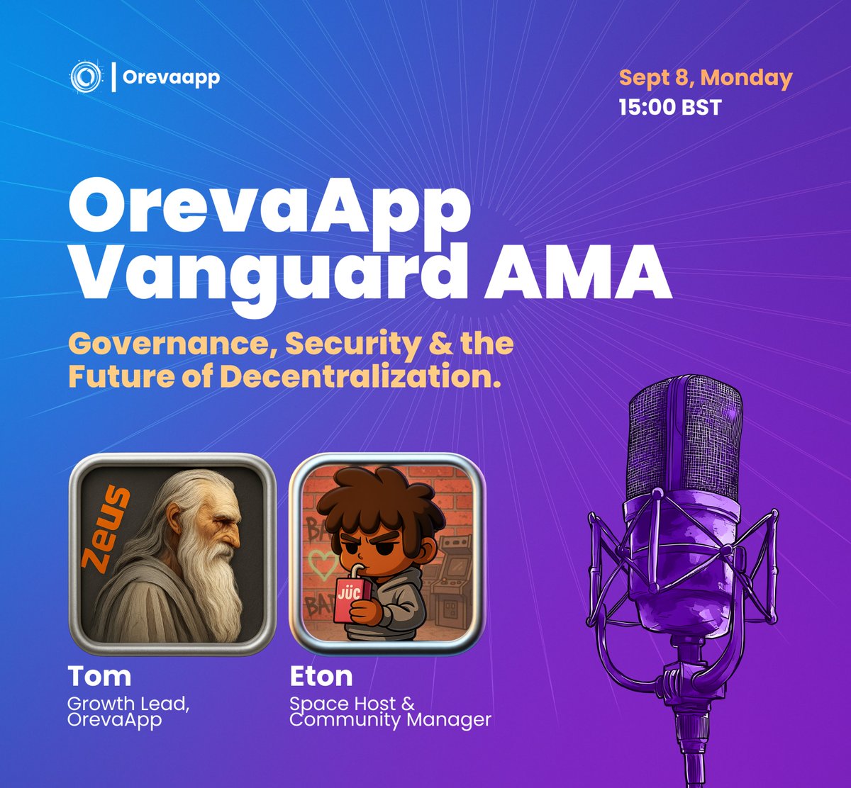 -🚨 AMA ALERT 🚨-

Join us live as we dive into the Future of OrevaApp from our vision, dual-token model, ecosystem of 5+ titles, and what’s next for 49 days campaign.

📅 Date: September 8
⏰ Time: 15:00 BST
📍 Venue: X Space

Bring your questions, bring your energy. Let’s build