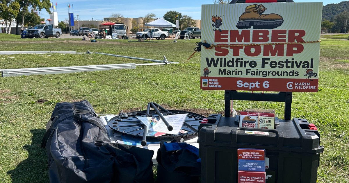 Tomorrow’s the day! ✨🔥 Don’t miss Ember Stomp 2025 — Marin’s one-of-a-kind wildfire prevention and preparedness festival! 

📅 Saturday, Sept 6
🕙 10 AM – 4 PM
📍 Marin Civic Center Fairgrounds

🔗 firesafemarin.org/ember-stomp-20…

#EmberStomp2025 #MarinWildfire  #MarinCounty