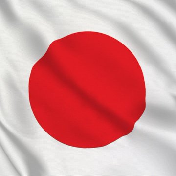 A white flag with a red circle in the center. A flag with three horizontal stripes in black, white, and green, and a red triangle on the hoist side.