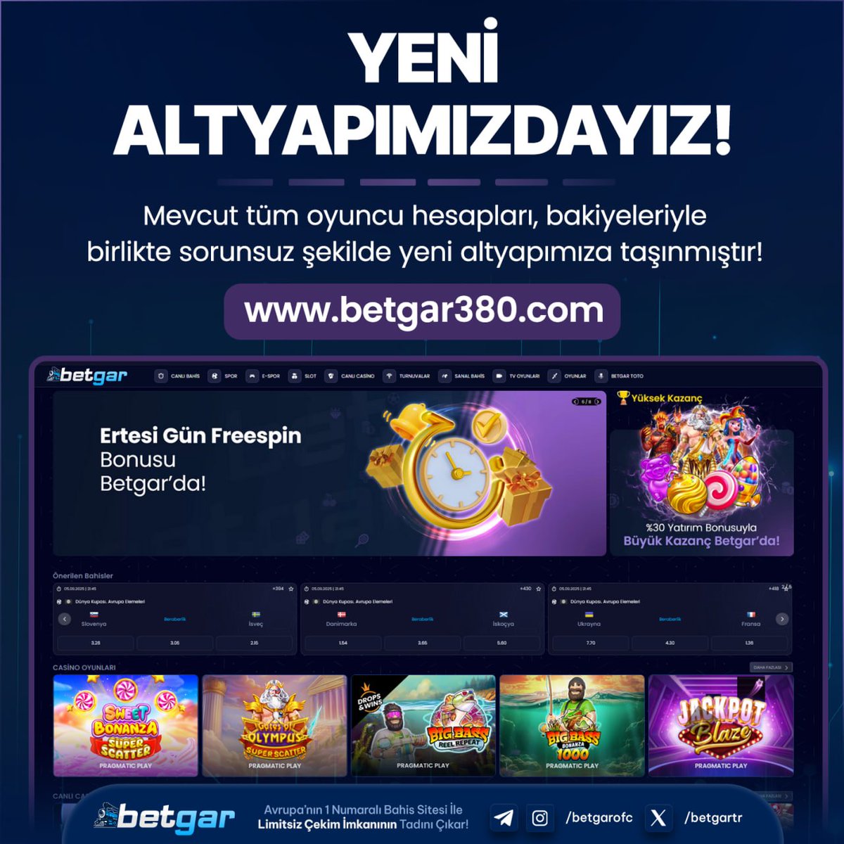 ✅ Yenilenen Altyapımız ile betgar380.com

🐝 Daha Hızlı, Güvenli ve Yüksek Kazançlı
💙 Yüksek Oranlar Özel Fırsatlar
⚡️ Işık Hızında Çekim İşlemleri 

🌟 Yeni altyapımızla daha fazla kazanç ve kesintisiz oyun keyfi seni bekliyor!

🤩 BETGAR YÜKSEK KAR!