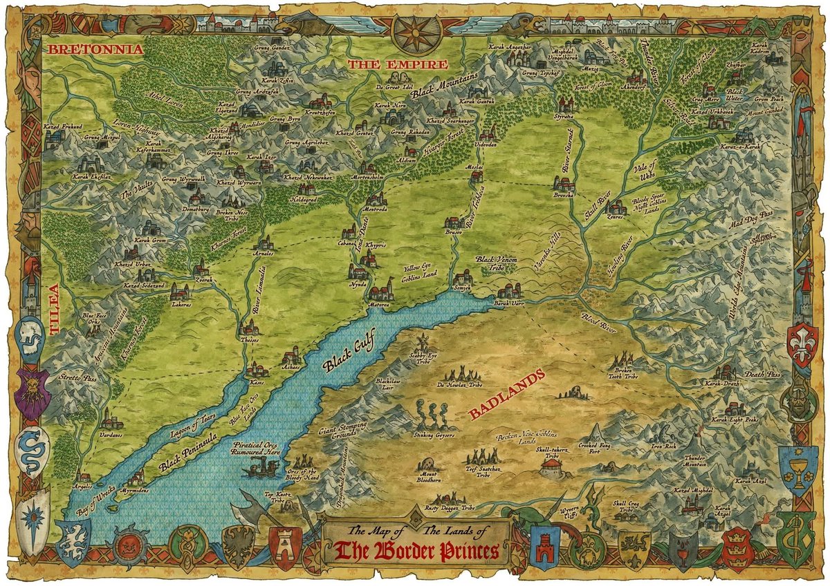 A few Warhammer maps...
- Warhammer Fantasy RPG Great World Map
- Tilea Region Map
- Bretonnia Region Map
- Border Princess Map

Hope you enjoy them! Have a great day everyone. 🗺🧭🏰
Morno Paissan and Angela Gubert Art 2024-2025

HD MAP FILE AVAIABLE ON: ko-fi.com/s/a7ce46f0f0