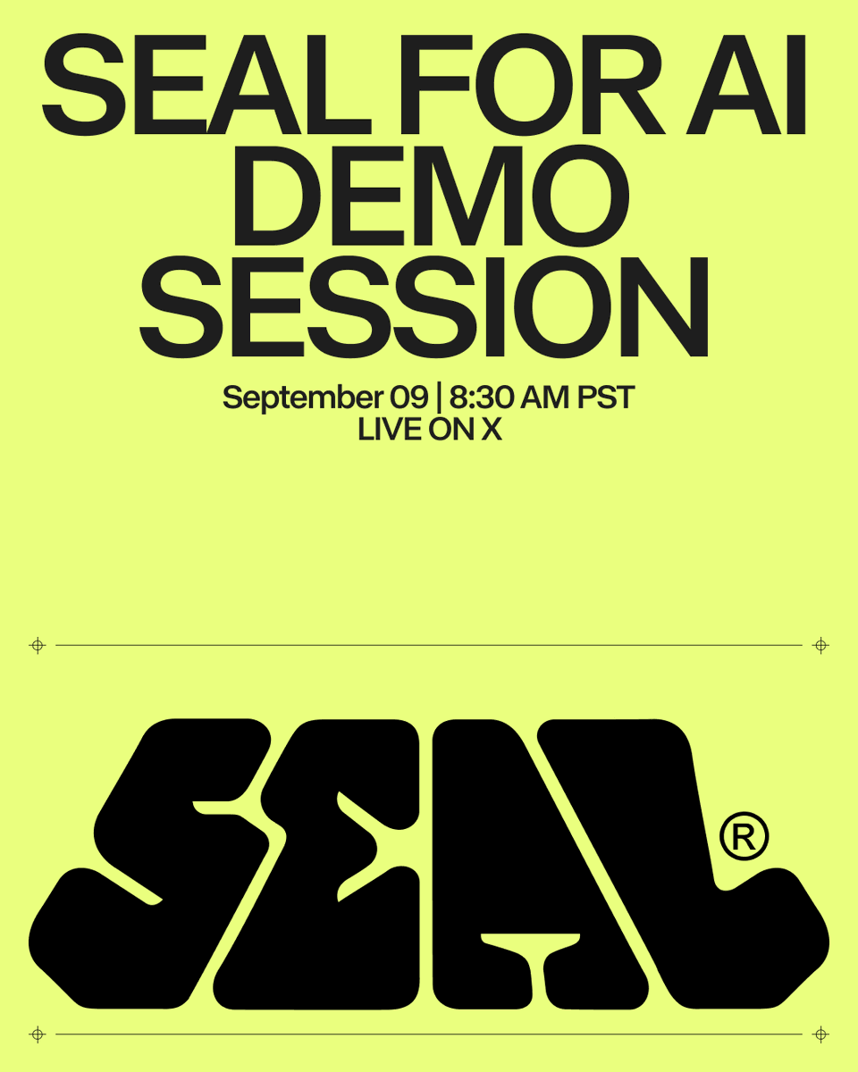 SEAL for AI Demo Session poster featuring bold black text on a yellow background
