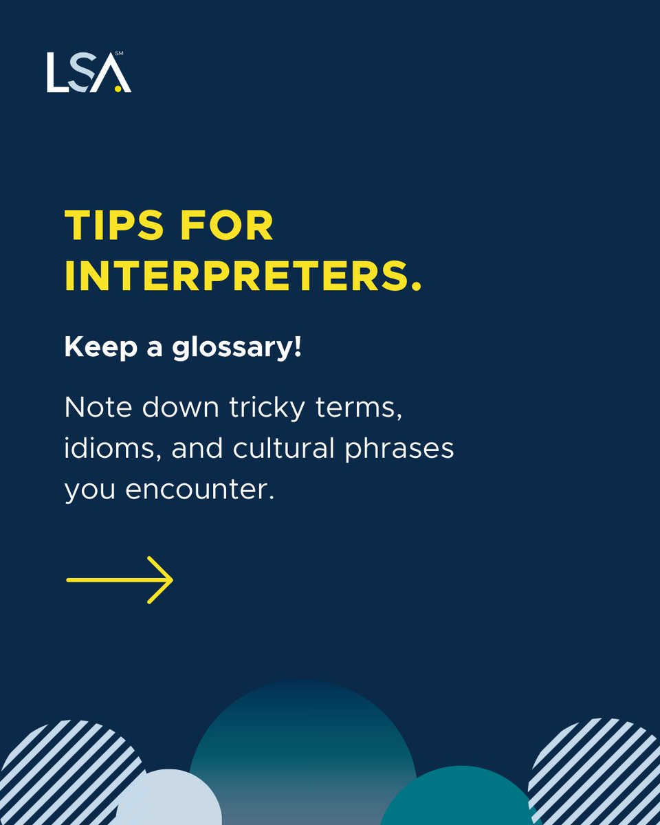 LSAWeb's tweet image. ✍️ Have you thought about building your own notebook or digital glossary? Keeping track of tricky terms, idioms, and cultural references helps ensure consistency over time.

#InterpreterTips #ProfessionalInterpreters #JoinOurNetwork #LSA