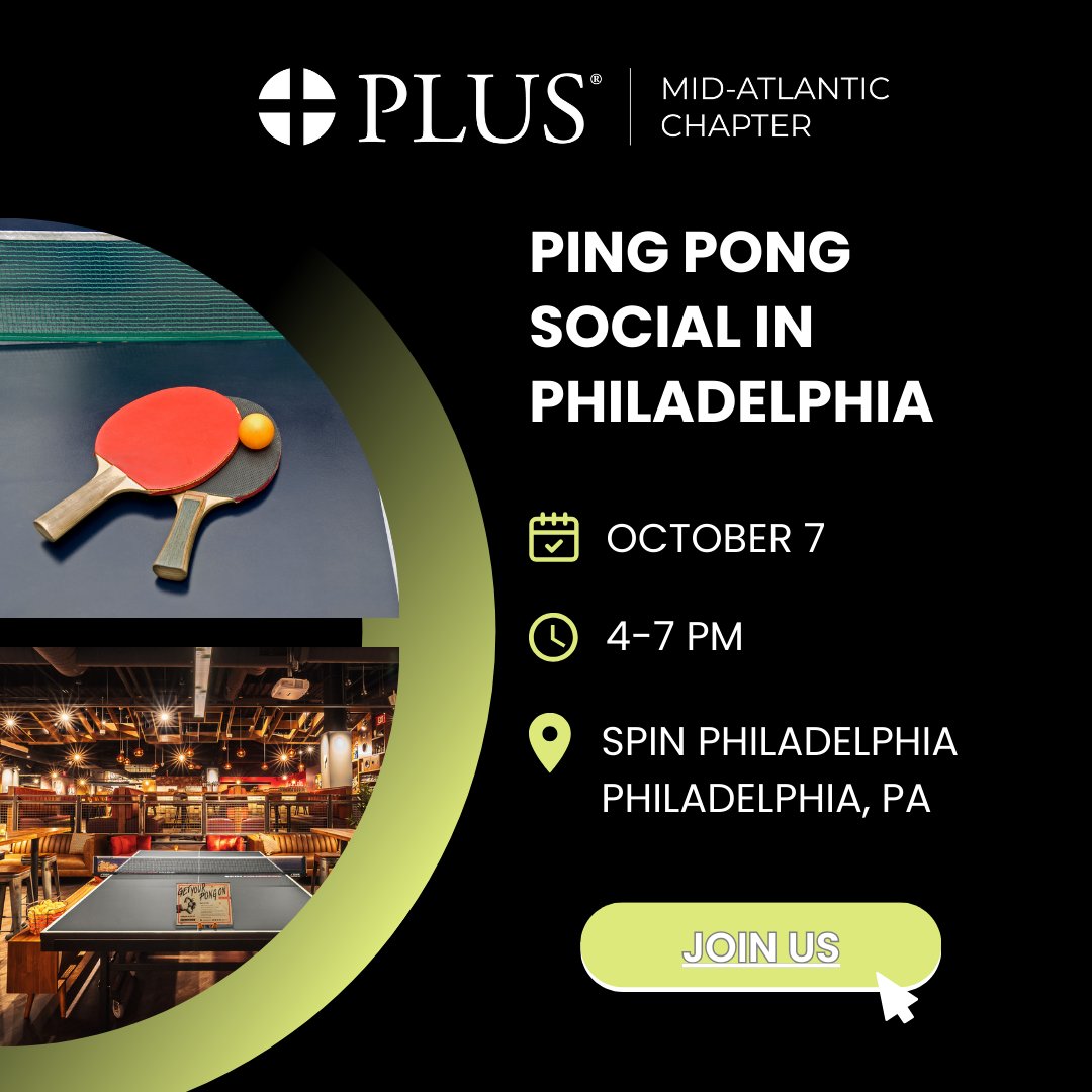 Join us for a professional liability game night at SPIN Philadelphia where the fun is just as important as the networking! All skill levels are welcome. Space is limited, so register early!
📅 October 7 | 4-7 PM
📍SPIN Philadelphia | Philadelphia, PA
✅ plusweb.org/event/mid-atla…