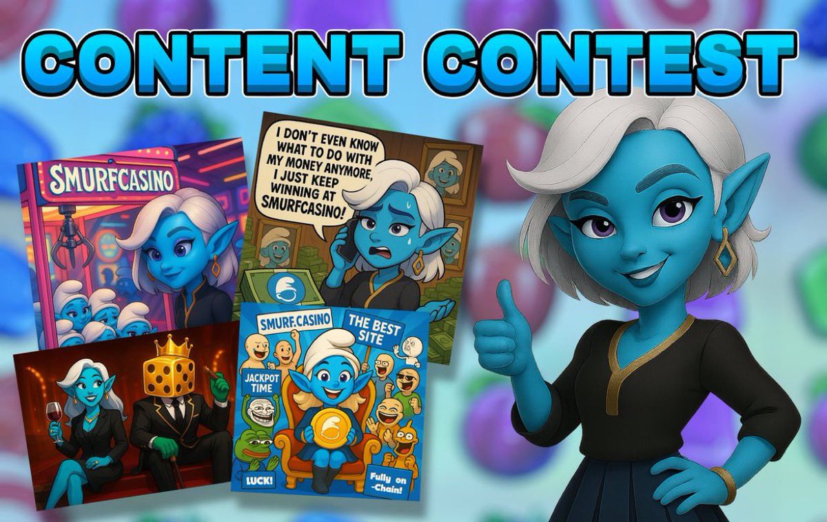 Loki🥷 (@lokishated) on Twitter photo $200 Content Contest (20 winners)
TO ENTER:
🎯 1. Create Smurfcasino Content (can be image, thread, memes)
🎯 2. Post it & Tag <a href="/smurfcasino/">Smurf.casino</a> (🔔+proof)
🎯 3. Like, RT and tag 3
⏳72hrs (20 winners will be chosen on the main page) $200 Content Contest (20 winners)
TO ENTER:
🎯 1. Create Smurfcasino Content (can be image, thread, memes)
🎯 2. Post it & Tag <a href="/smurfcasino/">Smurf.casino</a> (🔔+proof)
🎯 3. Like, RT and tag 3
⏳72hrs (20 winners will be chosen on the main page)