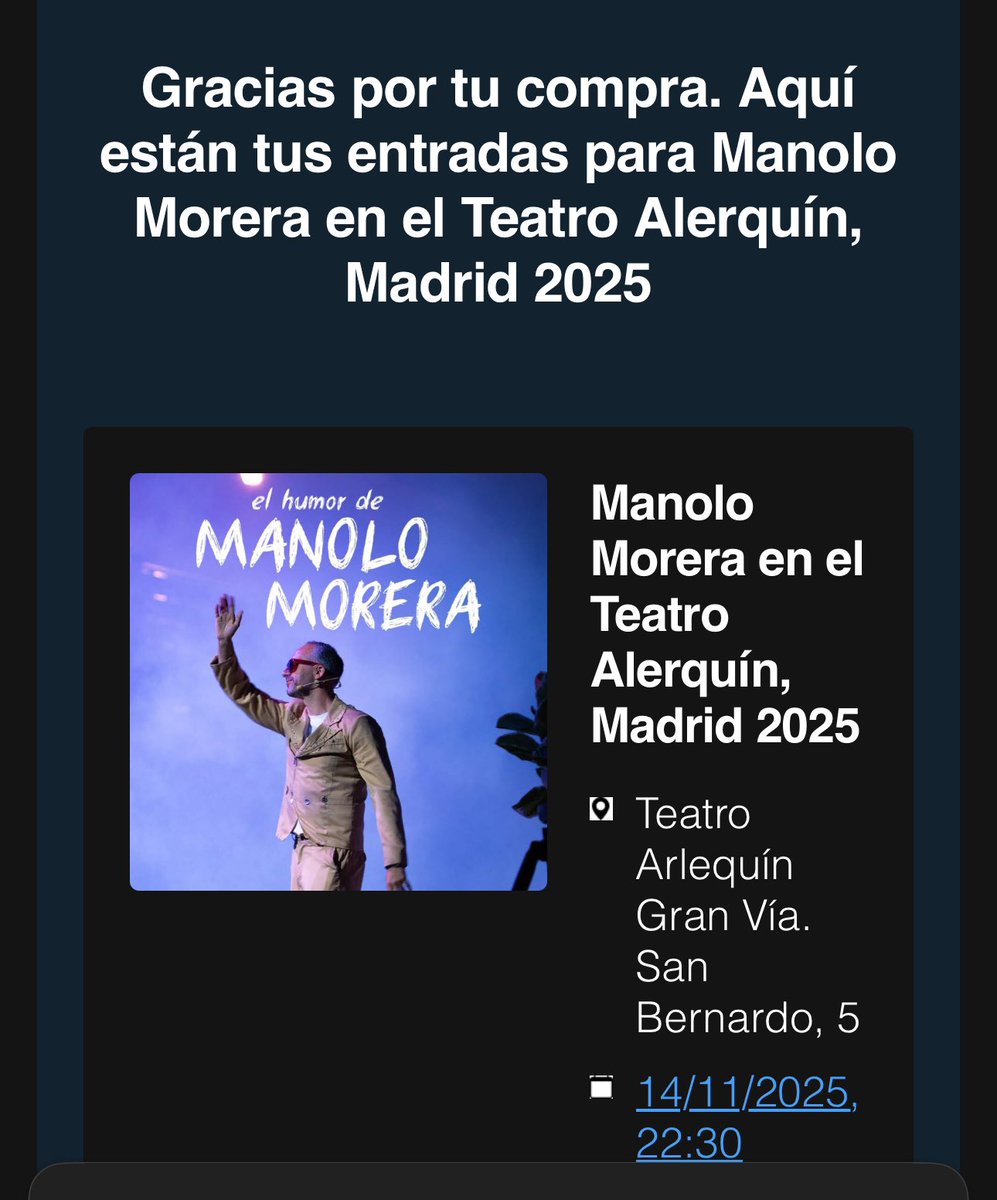 <a href="/mmorera79/">Manolo Morera</a> yo ya tengo mis entradas para Madrid. Allí os espero queridos seguidores. Risas garantizadas de un grande del humor gaditano.