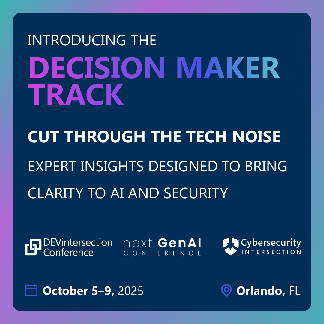 DEVintersection's tweet image. The tech landscape can be noisy. The Decision Maker Track at #DEVintersection focuses on clarity—expert-led sessions on AI, strategy & security with insights you can act on immediately!
🎟 Register → bit.ly/DEVXPOST
#MicrosoftDev #MSDev #Microsoft365Dev…
