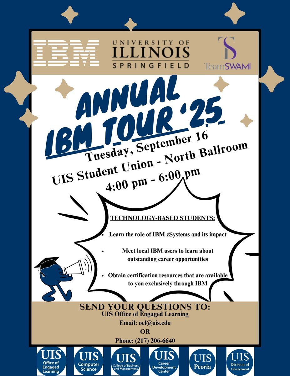 The IBM Fall ’25 University Tour is here!

Sep. 16 | 4–6 PM | UIS Student Union – North Ballroom

Open to UIS/LLCC students, faculty, staff, and high schoolers interested in IT careers.

Network, learn, and explore IBM career opportunities.
More info: www.edu/oel