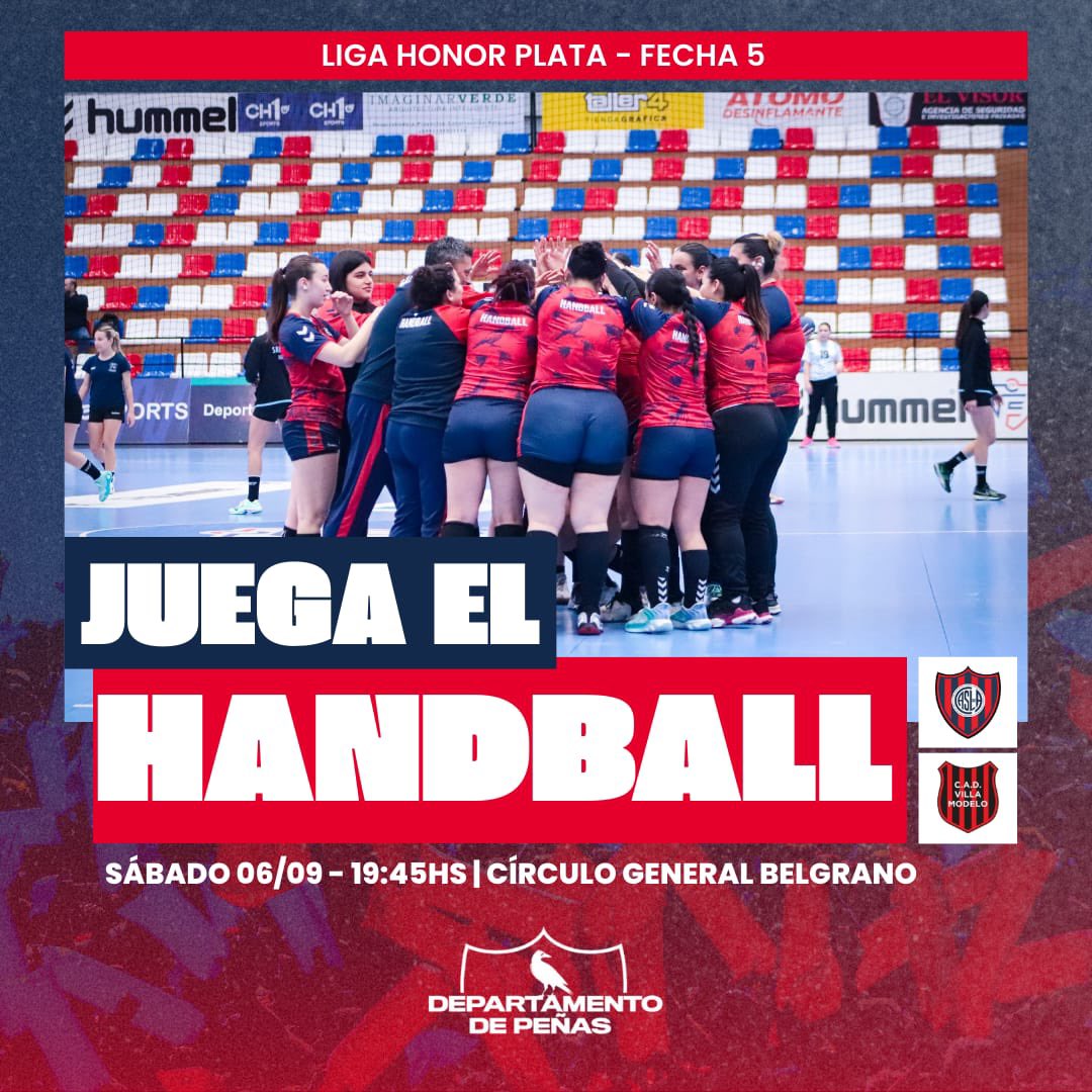 Este Sábado el Handball Femenino 🤾🏻‍♀️ de San Lorenzo se enfrenta a Villa Modelo por la Fecha 5 de la Liga de Honor Plata.

📍 Círculo General Belgrano.
📅 06/09
⏰ 19:45 Hs.

#MasQue90Minutos 💙❤
#SLFederal 🇦🇷
#DeBoedoAlMundo ✈️🌍
#DeportesFederados 🔴🔵