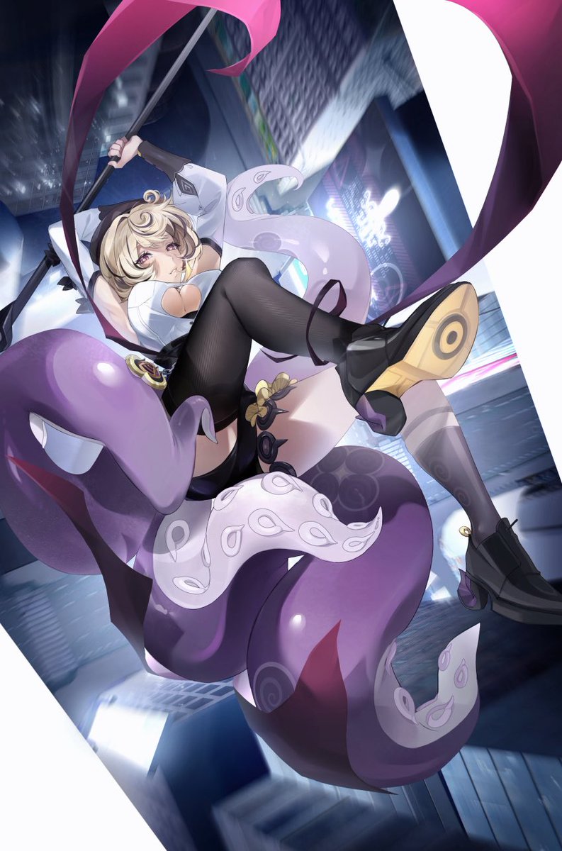 As the Reader looked out of her offices window, a young beauty fell straight down infront of her.

Holding on to her weapon....she was fighting something, in the middle of falling...

But there was no enemy to see...